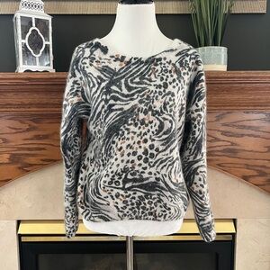 Jamie Scott Vintage Silk Angora Blend Animal Print Crop Sweater‎ Size Medium